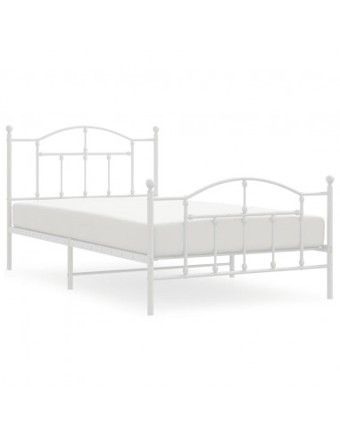 Giroletto con Testiera e Pediera Metallo Bianco 100x200 cm