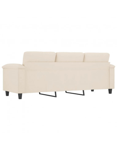 Divano a 3 Posti Beige 180 cm in Tessuto Microfibra