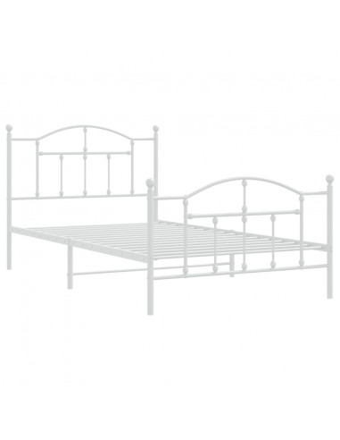 Giroletto con Testiera e Pediera Metallo Bianco 100x200 cm