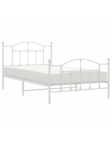 Giroletto con Testiera e Pediera Metallo Bianco 100x200 cm