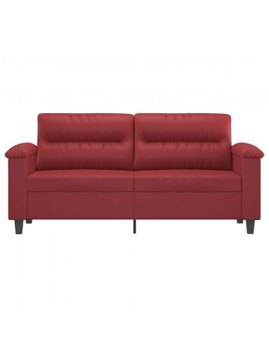 Divano a 2 Posti Rosso Vino 140 cm in Similpelle