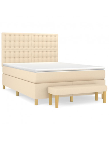 Giroletto a Molle con Materasso Crema 140x200 cm in Tessuto