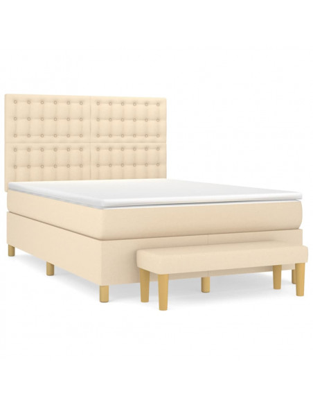 Giroletto a Molle con Materasso Crema 140x200 cm in Tessuto