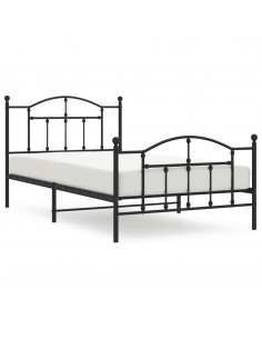 Giroletto con Testiera e Pediera Metallo Nero 107x203 cm 2