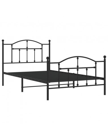 Giroletto con Testiera e Pediera Metallo Nero 107x203 cm