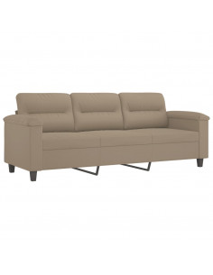 Divano a 3 Posti Tortora 180 cm in Tessuto Microfibra