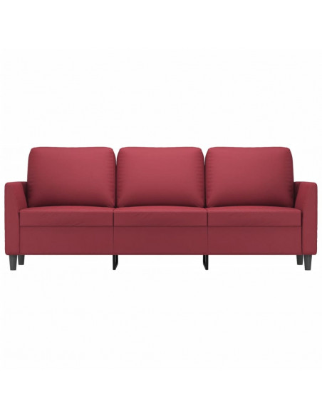 Divano a 3 Posti Rosso Vino 180 cm in Similpelle