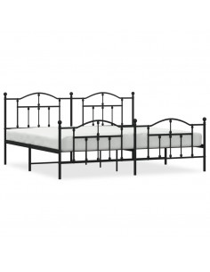 Giroletto con Testiera e Pediera Metallo Nero 200x200 cm 2