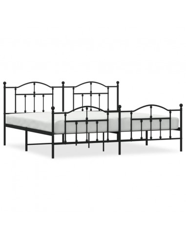 Giroletto con Testiera e Pediera Metallo Nero 200x200 cm