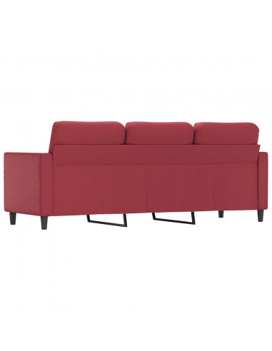 Divano a 3 Posti Rosso Vino 180 cm in Similpelle