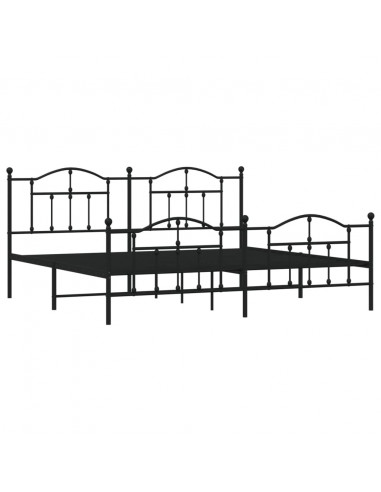 Giroletto con Testiera e Pediera Metallo Nero 200x200 cm