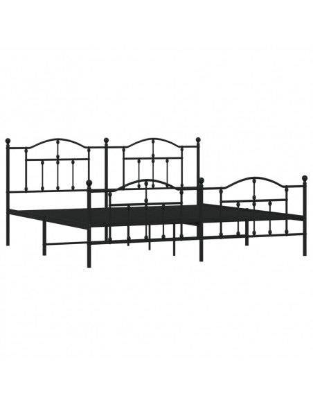Giroletto con Testiera e Pediera Metallo Nero 200x200 cm
