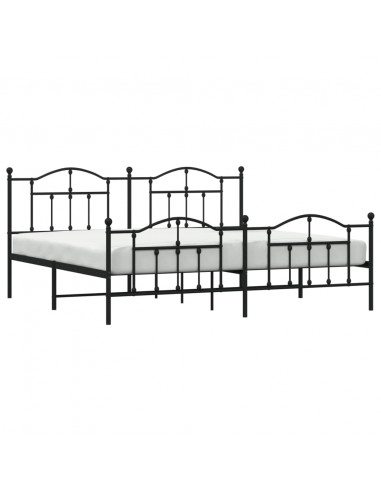 Giroletto con Testiera e Pediera Metallo Nero 200x200 cm