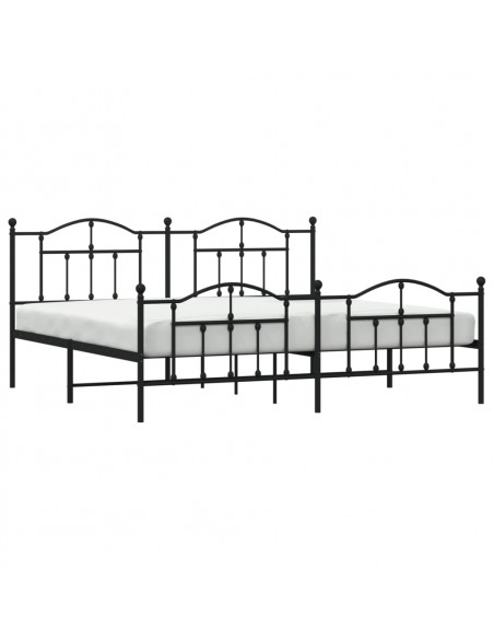 Giroletto con Testiera e Pediera Metallo Nero 200x200 cm