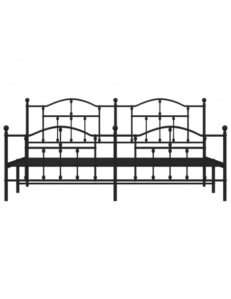 Giroletto con Testiera e Pediera Metallo Nero 200x200 cm