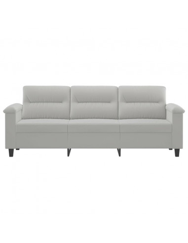 Divano a 3 Posti Grigio Chiaro 180 cm in Tessuto Microfibra