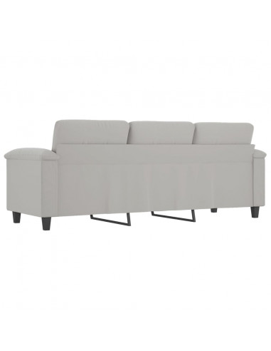 Divano a 3 Posti Grigio Chiaro 180 cm in Tessuto Microfibra