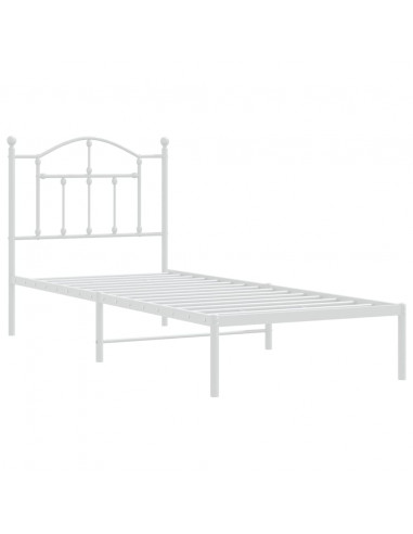 Giroletto con Testiera Metallo Bianco 90x200 cm