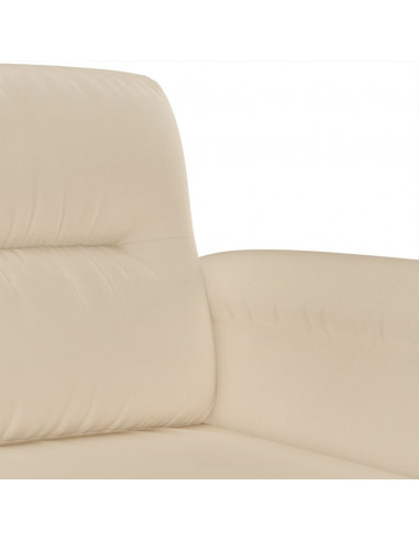 Divano a 3 Posti Crema 180 cm in Tessuto Microfibra