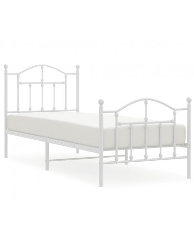 Giroletto con Testiera e Pediera Metallo Bianco 90x190 cm