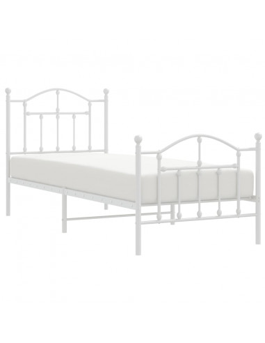 Giroletto con Testiera e Pediera Metallo Bianco 90x190 cm
