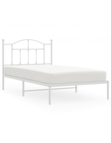 Giroletto con Testiera Metallo Bianco 100x190 cm