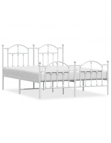 Giroletto con Testiera e Pediera Metallo Bianco 140x200 cm