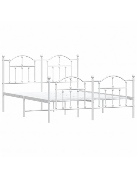 Giroletto con Testiera e Pediera Metallo Bianco 140x200 cm