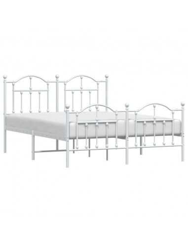 Giroletto con Testiera e Pediera Metallo Bianco 140x200 cm