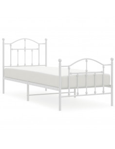 Giroletto con Testiera e Pediera Metallo Bianco 90x200 cm 2