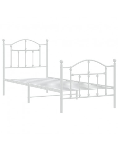 Giroletto con Testiera e Pediera Metallo Bianco 90x200 cm