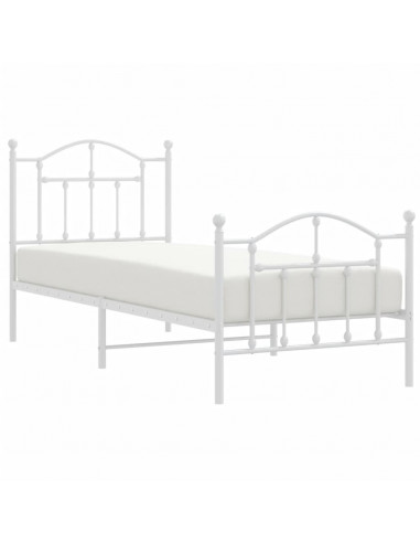 Giroletto con Testiera e Pediera Metallo Bianco 90x200 cm