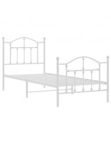 Giroletto con Testiera e Pediera Metallo Bianco 80x200 cm