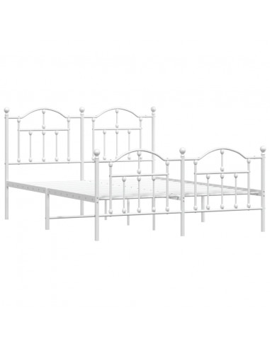 Giroletto con Testiera e Pediera Metallo Bianco 135x190 cm