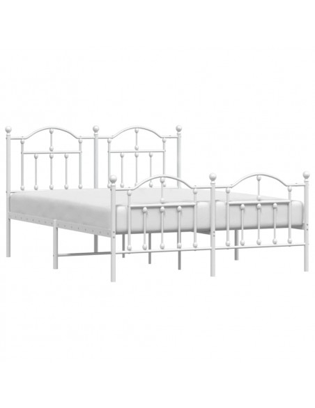 Giroletto con Testiera e Pediera Metallo Bianco 135x190 cm