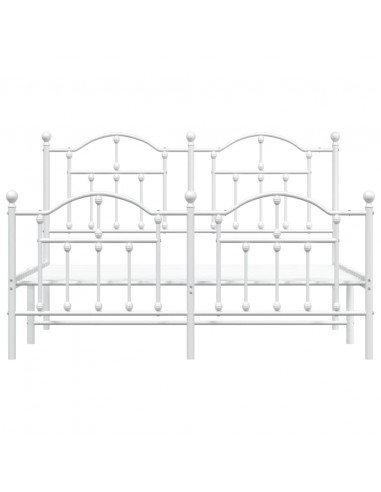 Giroletto con Testiera e Pediera Metallo Bianco 135x190 cm