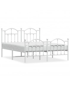 Giroletto con Testiera e Pediera Metallo Bianco 140x190 cm 2