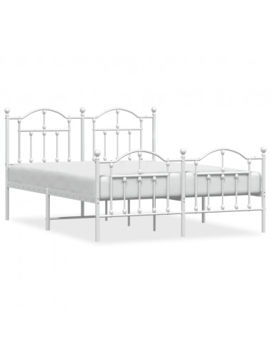 Giroletto con Testiera e Pediera Metallo Bianco 140x190 cm