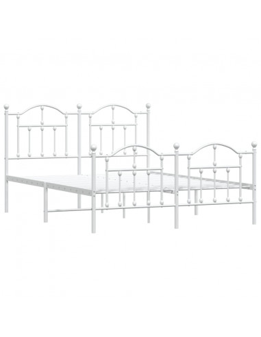 Giroletto con Testiera e Pediera Metallo Bianco 140x190 cm