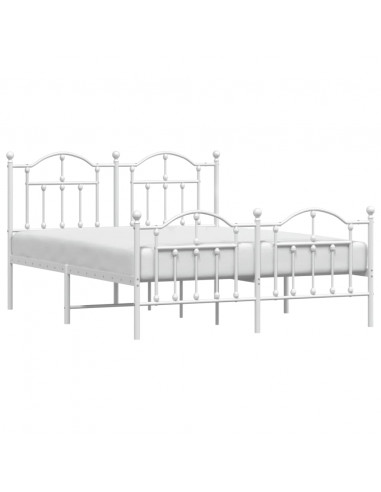 Giroletto con Testiera e Pediera Metallo Bianco 140x190 cm