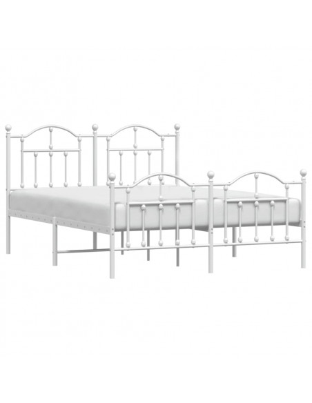 Giroletto con Testiera e Pediera Metallo Bianco 140x190 cm