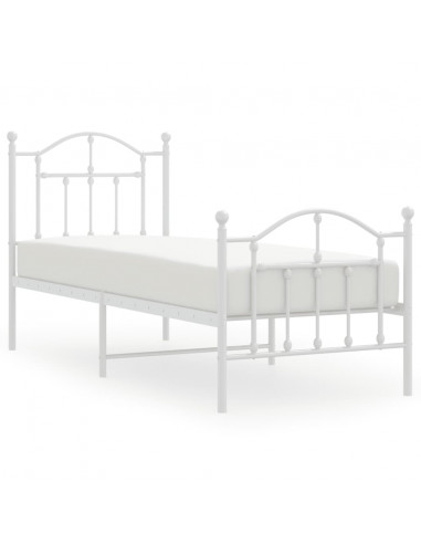 Giroletto con Testiera e Pediera Metallo Bianco 75x190 cm