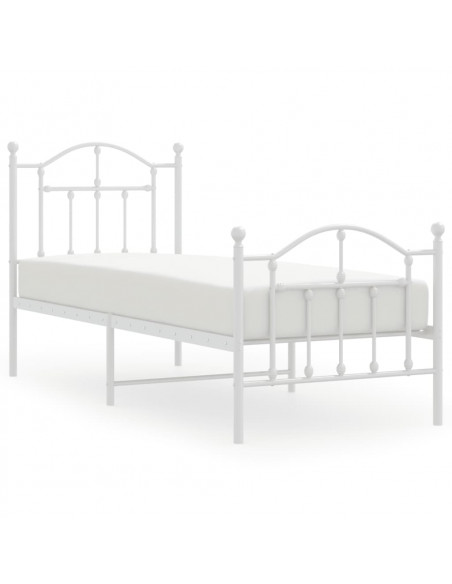 Giroletto con Testiera e Pediera Metallo Bianco 75x190 cm
