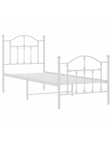 Giroletto con Testiera e Pediera Metallo Bianco 75x190 cm