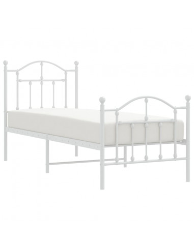 Giroletto con Testiera e Pediera Metallo Bianco 75x190 cm