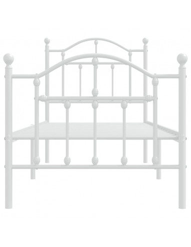 Giroletto con Testiera e Pediera Metallo Bianco 75x190 cm