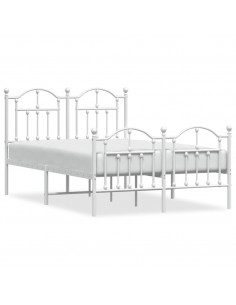 Giroletto con Testiera e Pediera Metallo Bianco 120x190 cm 2