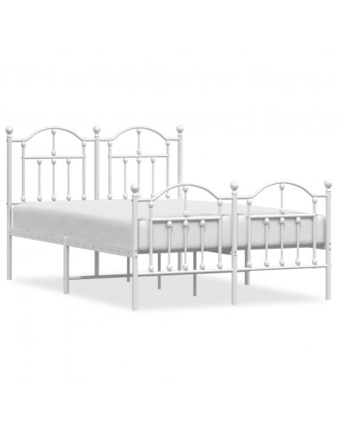 Giroletto con Testiera e Pediera Metallo Bianco 120x190 cm