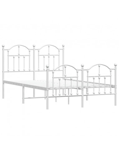 Giroletto con Testiera e Pediera Metallo Bianco 120x190 cm