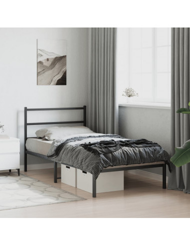 Giroletto con Testiera in Metallo Nero 100x190 cm